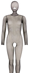 Schwarzer Netz-Catsuit ouvert mit integrierter Kopfmaske und Fuß von NO:XQSE – Ansicht 6