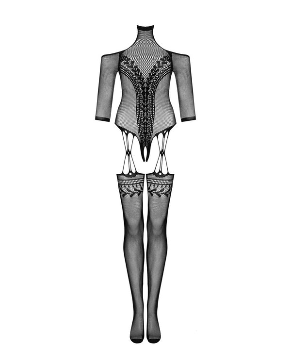 Schwarzes Bodystocking G333 mit verlockenden Verzierungen von Obsessive – Ansicht 3