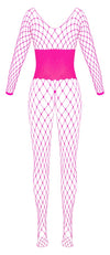 Pinkfarbener Langarm-Catsuit ouvert aus Netzmaschen mit Mieder-Optik und Strass von Fantasy by Cottelli – Ansicht 7