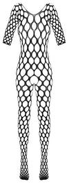 Schwarzer Langarm-Catsuit ouvert im Loch-Design mit tiefem Rückenausschnitt von Fantasy by Cottelli – Ansicht 5