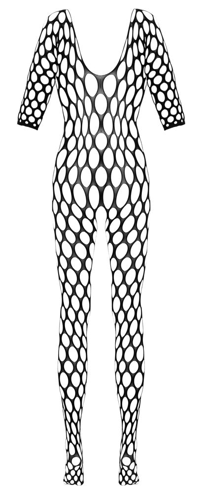 Schwarzer Langarm-Catsuit ouvert im Loch-Design mit tiefem Rückenausschnitt von Fantasy by Cottelli – Ansicht 6