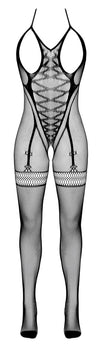 Schwarzer busenfreier Catsuit mit verführerischen Cut Outs von Fantasy by Cottelli – Ansicht 8