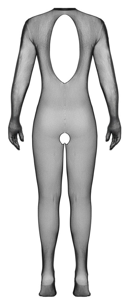 Schwarzer Catsuit ouvert aus Netzmaschen mit Handschuhen und Füßen von Fantasy by Cottelli – Ansicht 6
