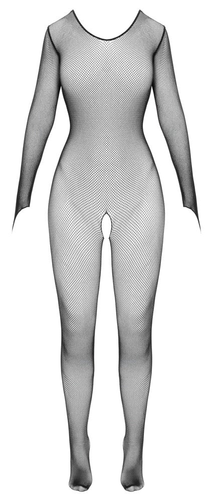 Schwarzer sinnlicher Langarm Netz Catsuit mit stylischen Fingerschlaufen von Fantasy by Cottelli – Ansicht 5