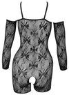 Schwarzer busenfreier Shorty Catsuit ouvert mit eleganten Armstulpen von Fantasy by Cottelli – Ansicht 7