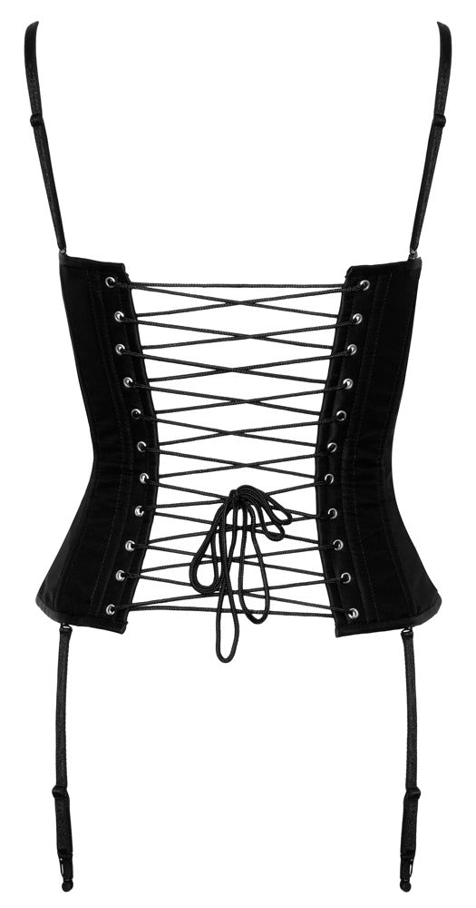 Schwarze Vollbrust-Corsage aus Mattsatin mit Formstäben und Reißverschluss von Cottelli PARTY – Ansicht 7