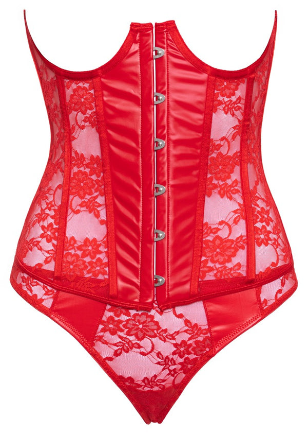 Rotes verführerisches Corsagen Set mit Wetlook und Spitze von Cottelli LINGERIE – Ansicht 5