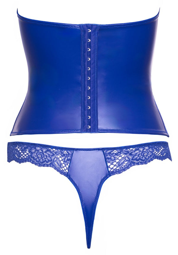 Blaues verführerisches Corsagen Set mit Wetlook Akzenten von Cottelli LINGERIE – Ansicht 7