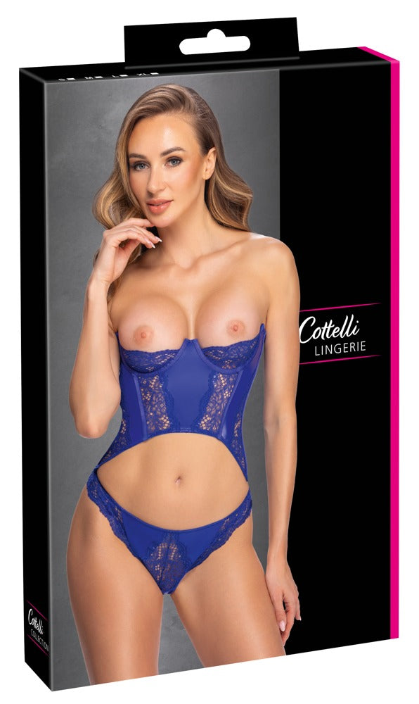 Blaues verführerisches Corsagen Set mit Wetlook Akzenten von Cottelli LINGERIE