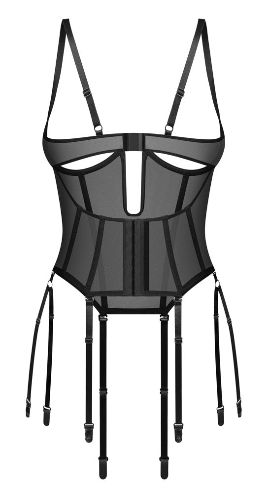 Schwarze busenfreie Corsage Euphori im minimalistischen Style von Obsessive – Ansicht 8