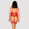Rotes Korsett Blossmina mit Tanga und sinnlicher Rückenschnürung von Obsessive – Ansicht 2