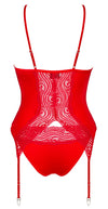 Rotes Set Diyosa mit Strapshemd und Slip und figurschmeichelnden Einsätzen von Obsessive – Ansicht 5