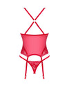 Rotes Lacelove Korsett mit Tanga in intensivem Rot von Obsessive – Ansicht 4