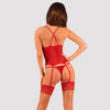 Rotes Lacelove Korsett mit Tanga in intensivem Rot von Obsessive – Ansicht 2