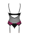 Schwarzes Set Rosenty mit Strapshemd und String und pinker Rosenspitze von Obsessive – Ansicht 4