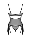 Schwarzes Set Sherila mit Strapshemd und String im Fransen-Look von Obsessive – Ansicht 4