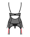 Schwarzes Set Glandez mit Straps-Corsage und String in feiner Transparenz von Obsessive – Ansicht 4