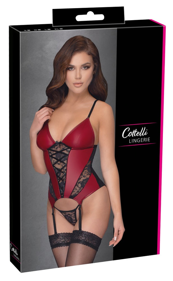 Rotes Strapshemd aus Spitze und Powernet im Stoff-Mix von Cottelli