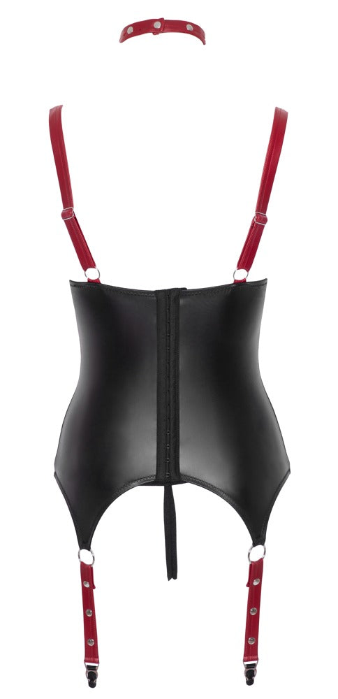 Schwarzes Ouvert-Set aus Strapshemd und String mit Halsband und Handfesseln von Cottelli BONDAGE – Ansicht 7