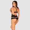 Schwarzes Set Ivannes mit Top und Tanga und extrem sexy Spitze von Obsessive – Ansicht 2