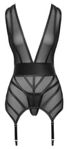 Schwarzes Strapshemd-Set aus Powernet mit Mattlook-Details von Cottelli – Ansicht 7