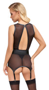 Schwarzes Strapshemd-Set aus Powernet mit Mattlook-Details von Cottelli – Ansicht 4