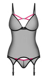 Schwarzes 2-teiliges Straps-Set Novenes mit Strapshemd und String von Obsessive – Ansicht 3