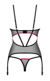 Schwarzes 2-teiliges Straps-Set Novenes mit Strapshemd und String von Obsessive – Ansicht 4