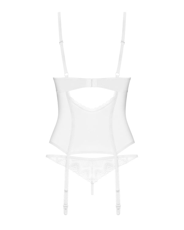 Weißes transparentes Set Alissium mit Strapshemd und String von Obsessive – Ansicht 7