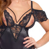 Schwarzes verführerisches Strapshemd Set mit abnehmbaren Perlenketten von Cottelli LINGERIE – Ansicht 7