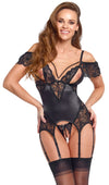 Schwarzes verführerisches Strapshemd Set mit abnehmbaren Perlenketten von Cottelli LINGERIE – Ansicht 5
