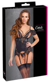 Schwarzes verführerisches Strapshemd Set mit abnehmbaren Perlenketten von Cottelli LINGERIE