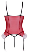 Rotes verführerisches Strapshemd Set mit Federbesatz von Cottelli LINGERIE – Ansicht 5