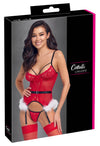 Rotes verführerisches Strapshemd Set mit Federbesatz von Cottelli LINGERIE