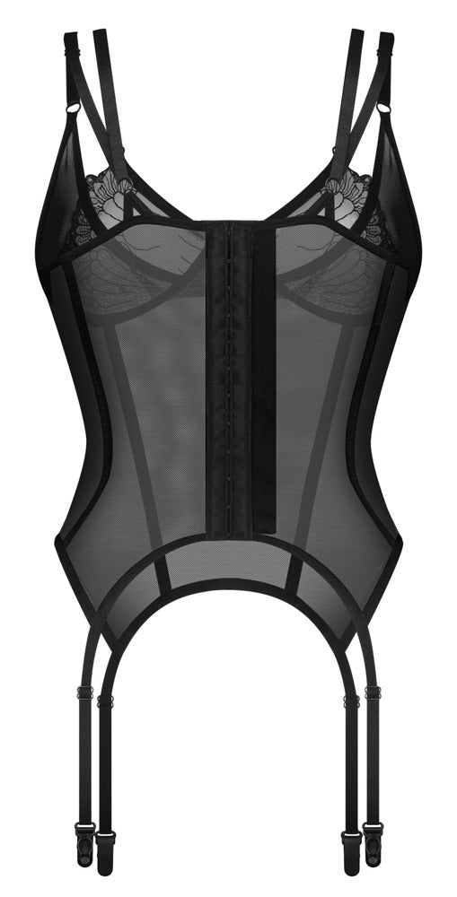 Schwarz-transparentes Strapshemd Arrowel mit zarter Spitze von Obsessive – Ansicht 5