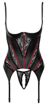 Schwarzes atemberaubendes Hebe Strapshemd Set mit offener Front von Cottelli LINGERIE – Ansicht 6