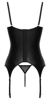 Schwarzes atemberaubendes Hebe Strapshemd Set mit offener Front von Cottelli LINGERIE – Ansicht 7