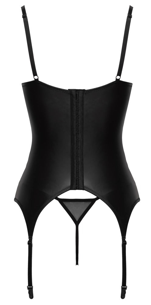 Schwarzes atemberaubendes Hebe Strapshemd Set mit offener Front von Cottelli LINGERIE – Ansicht 7