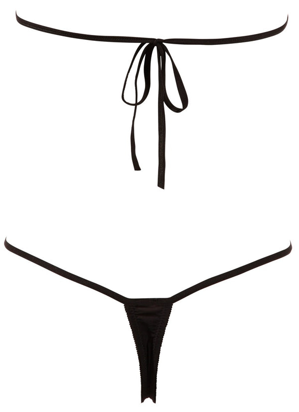 Schwarzer Body mit offenen Cups, Strass und Neckholder (offener Schritt) von NO:XQSE – Ansicht 6