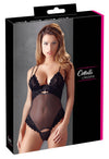 Schwarzer Stringbody aus Powernet mit Samtflockprint von Cottelli