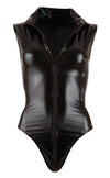 Schwarzer hochgeschlossener Body im Wetlook mit 2-Wege-Reißverschluss von Cottelli PARTY – Ansicht 8