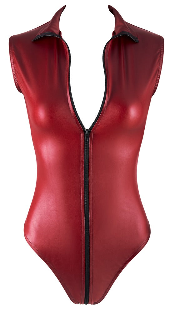 Bordeauxfarbener Body im Mattlook mit 2-Wege-Reißverschluss von Cottelli PARTY – Ansicht 8
