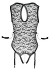Schwarzer Straps-Body aus Spitze mit Mattlook-Harness von Cottelli BONDAGE – Ansicht 7