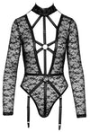Schwarzer Langarm-Riobody aus Spitze in Harness-Optik von Cottelli – Ansicht 6
