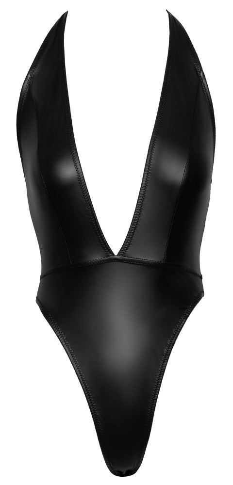 Schwarzer Riostring-Body im Mattlook mit tiefem Dekolleté und freiem Rücken von Cottelli PARTY – Ansicht 5