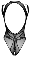 Schwarzer Body ouvert aus Netz in Bondage-Optik mit Doppel-Trägern von Fantasy by Cottelli – Ansicht 6