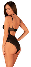 Schwarzer eleganter Body Selinne aus Stretch-Netz mit Mikrofaser-Cups von Obsessive – Ansicht 4