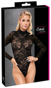 Schwarzer verführerischer Spitzenbody mit elegantem Stehkragen von Cottelli LINGERIE