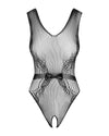 Schwarzer knapper Body ouvert B115 aus Netz mit eingewebter Spitze von Obsessive – Ansicht 6