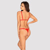 Roter Stringbody Lovlea aus elastischer Spitze mit Riemchen von Obsessive – Ansicht 2